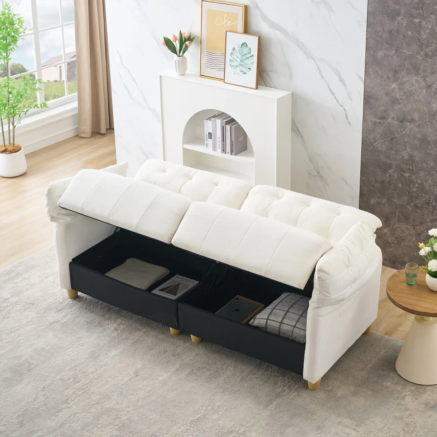 Streamdale Creamy Cloud Fabric Sofa