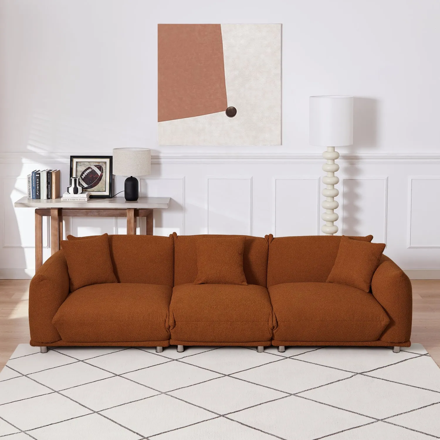 Streamdale Curry Lambswool Sherpa 4-Seater Sofa, Metal Legs
