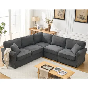 Streamdale Dark Gray Modular Sectional Sofa Set - Convertible L-Shape Couch