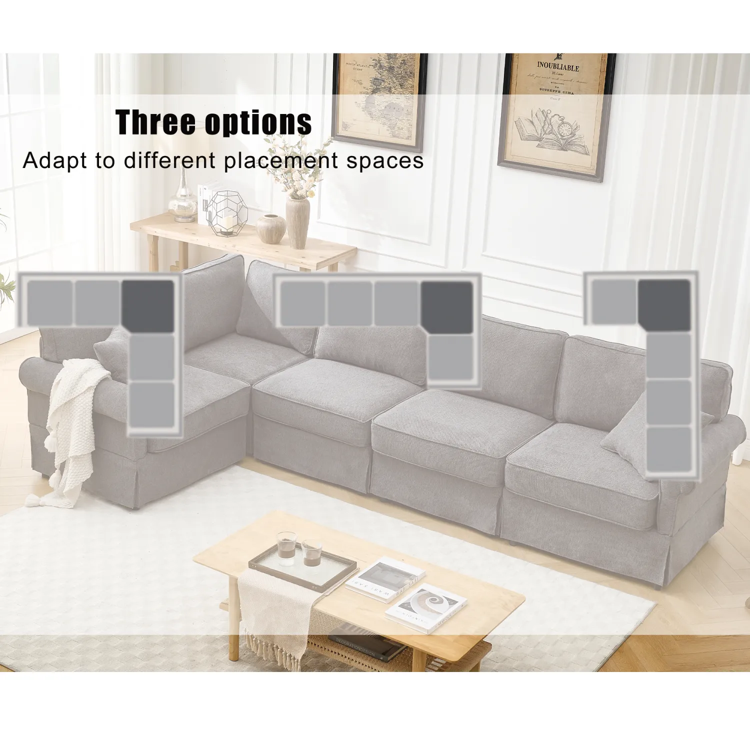 Streamdale Dark Gray Modular Sectional Sofa Set - Convertible L-Shape Couch