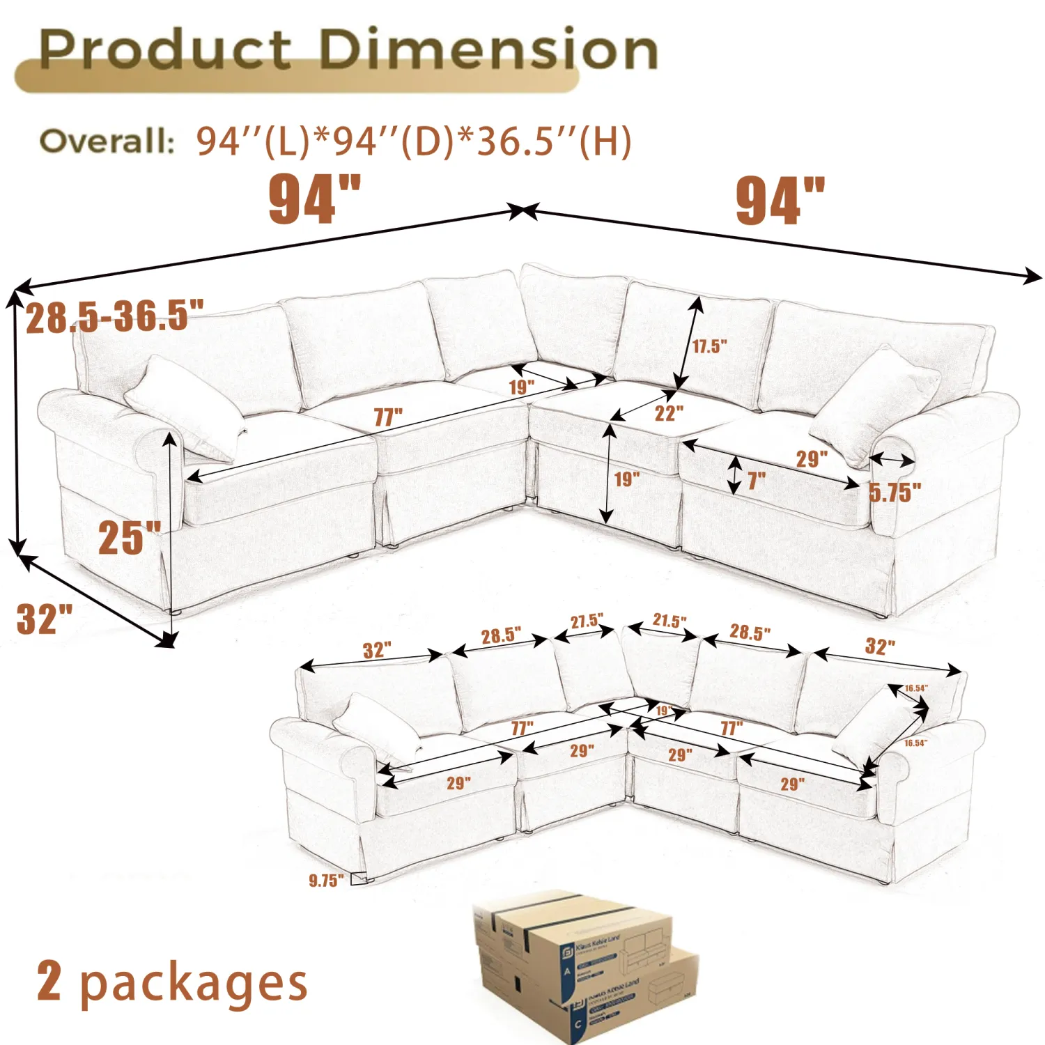 Streamdale Dark Gray Modular Sectional Sofa Set - Convertible L-Shape Couch