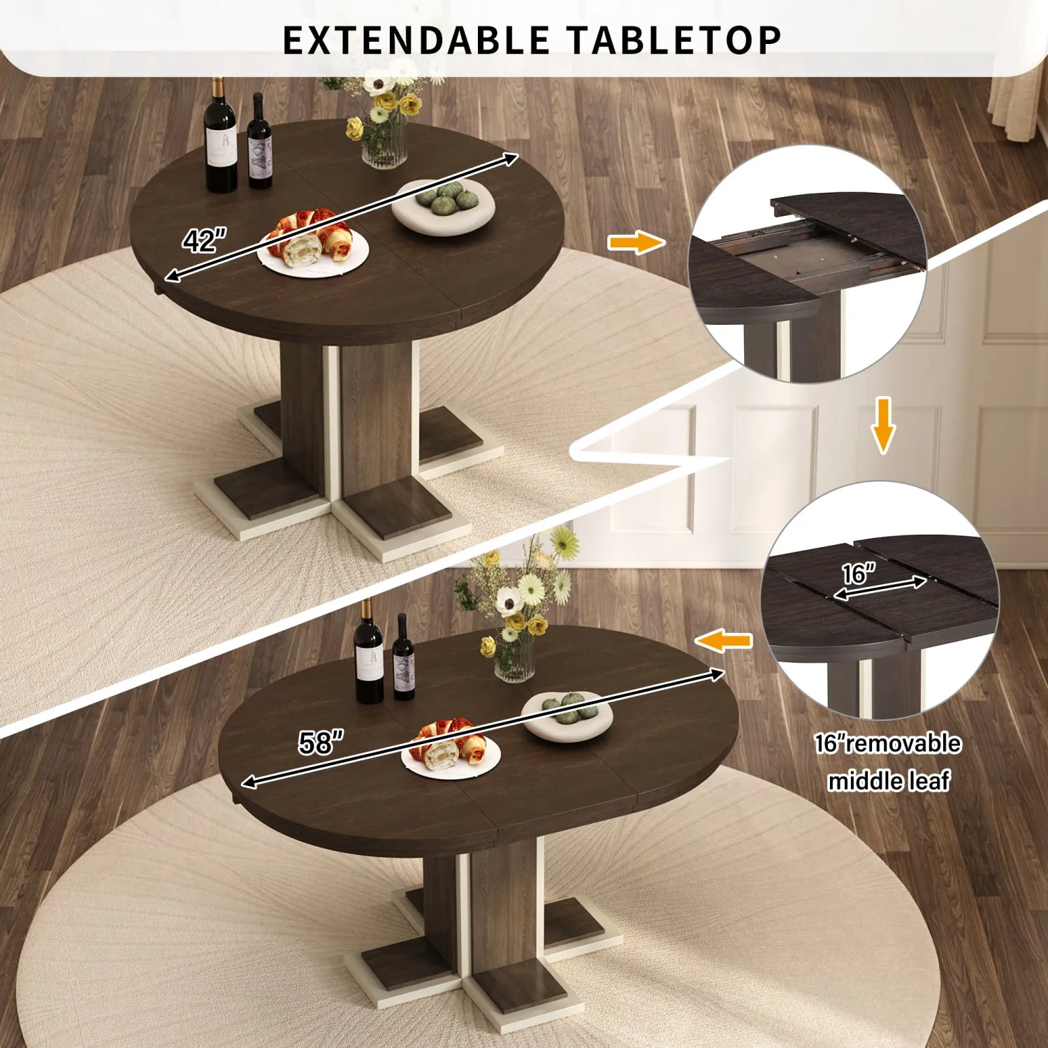 Streamdale Extendable Dining Set with Leaf & 4 Chairs
