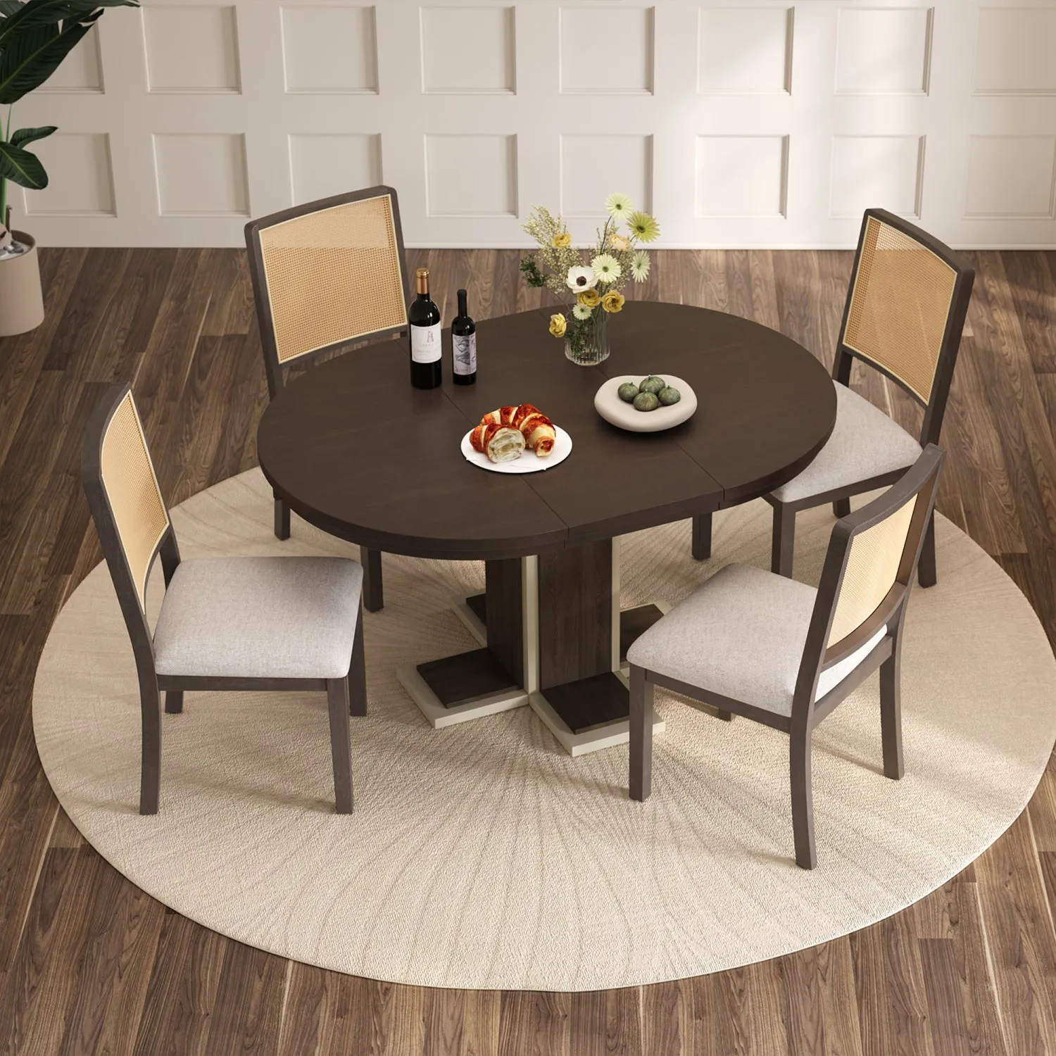 Streamdale Extendable Dining Set with Leaf & 4 Chairs