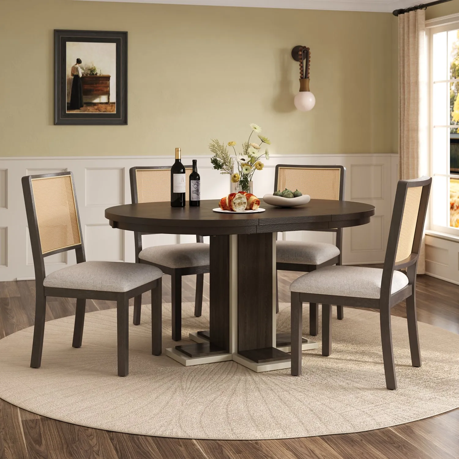 Streamdale Extendable Dining Set with Leaf & 4 Chairs
