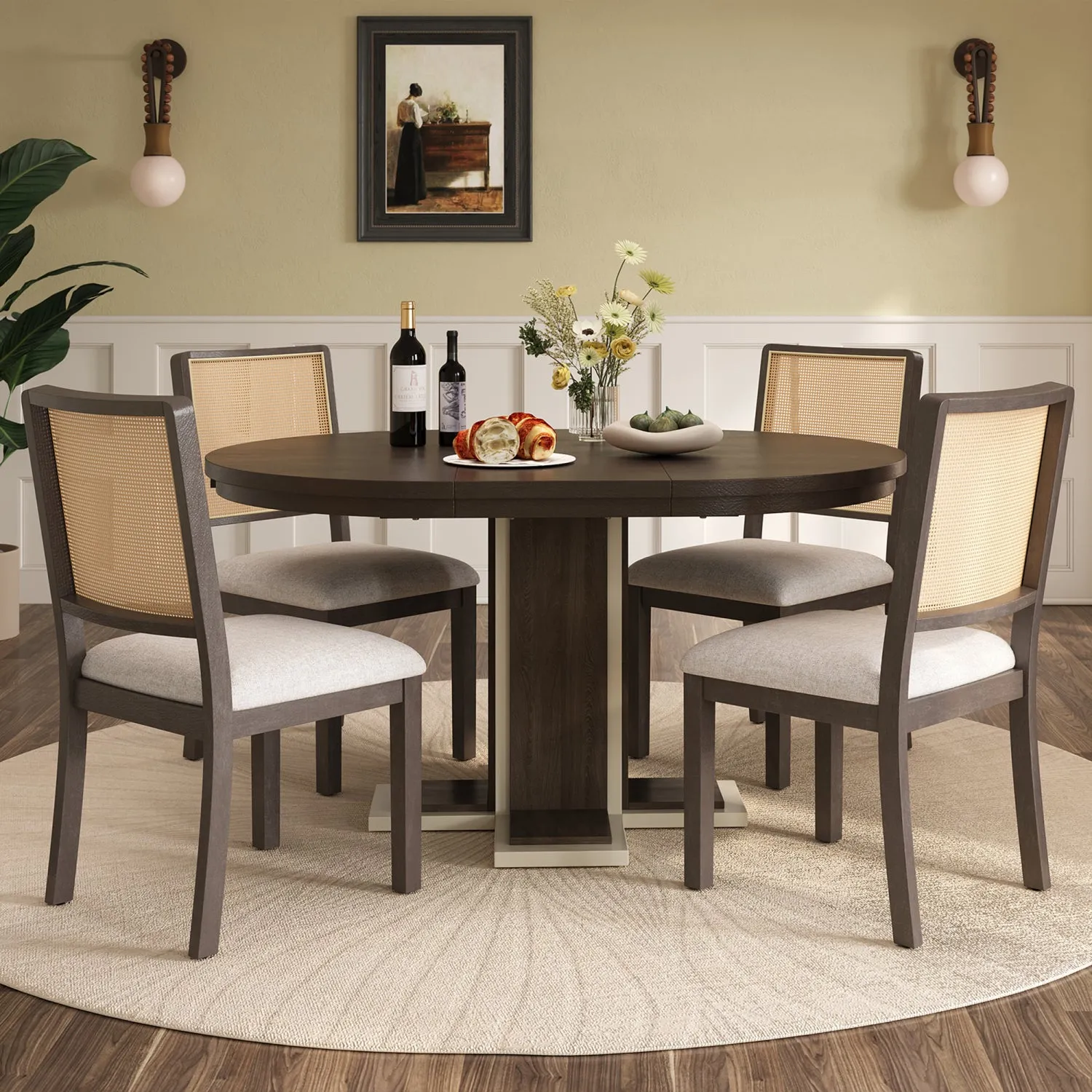Streamdale Extendable Dining Set with Leaf & 4 Chairs