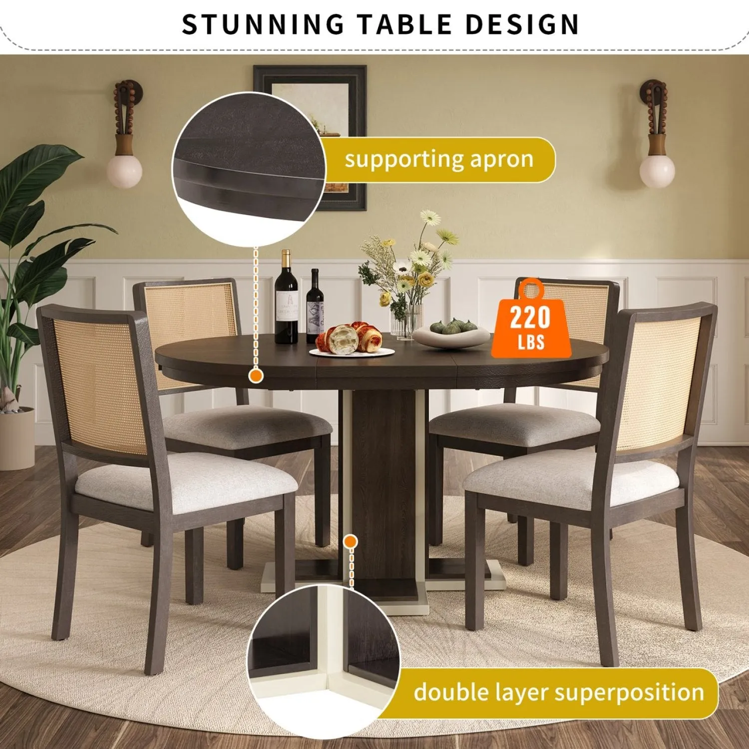 Streamdale Extendable Dining Set with Leaf & 4 Chairs