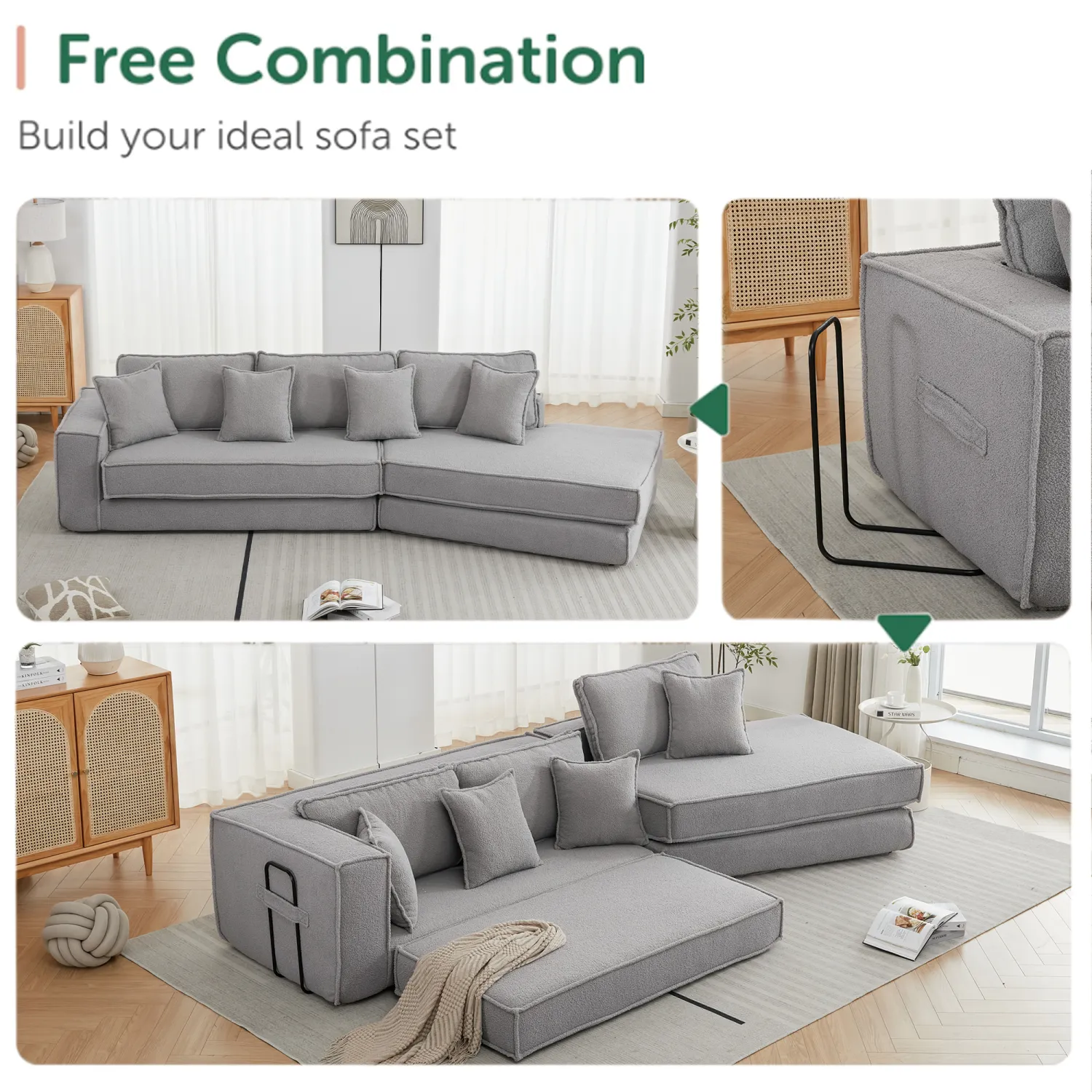 Streamdale Folding Sleeper Sofa Bed - Gray Lamb Velvet