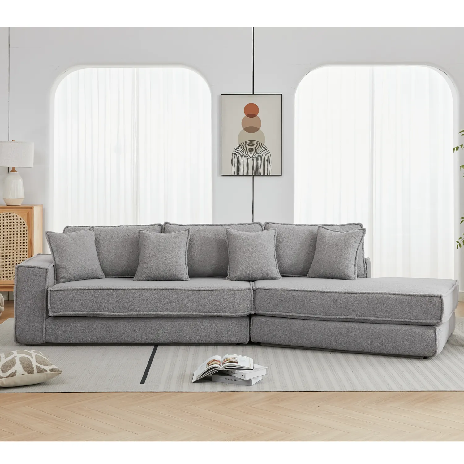 Streamdale Folding Sleeper Sofa Bed - Gray Lamb Velvet
