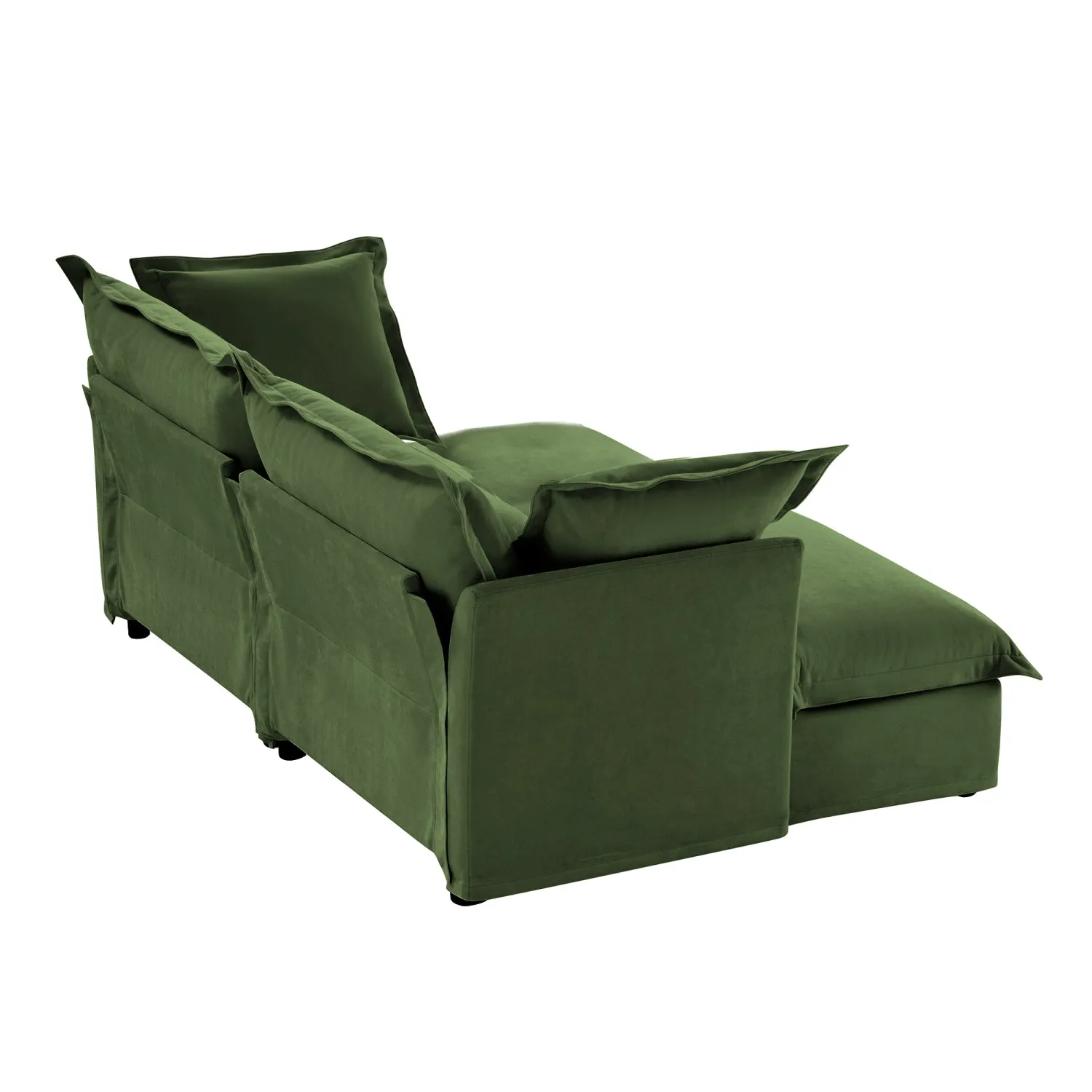 Streamdale Green Chenille 2-Seater Sofa with Ottomans & Sleeper