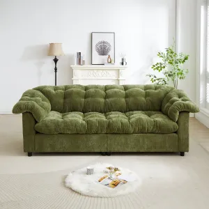Streamdale Green Chenille Deep Seat Sofa - Modern Comfort 99.2"