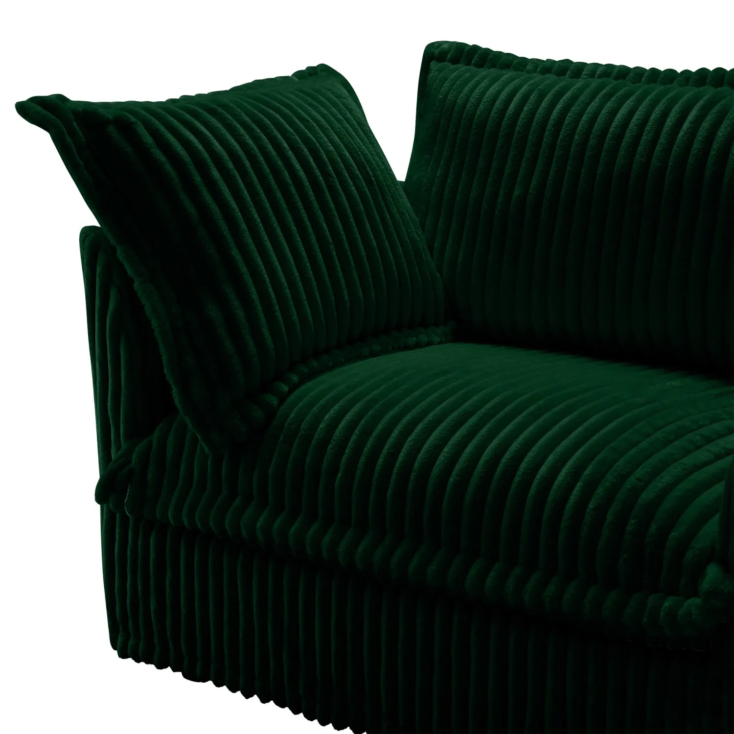 Streamdale Green Corduroy 2-Seater Sofa with Ottomans & Sleeper