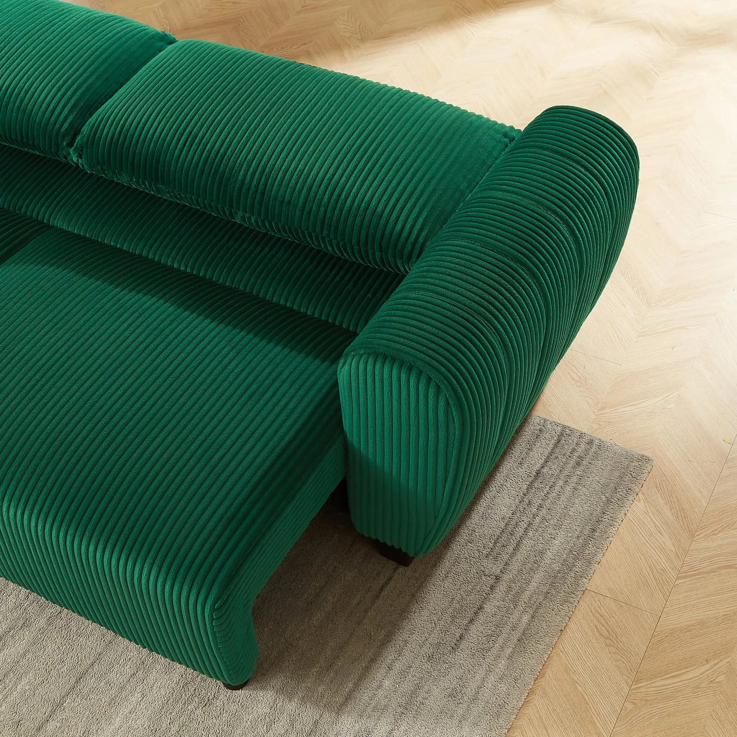 Streamdale Green Corduroy Convertible Sleeper Sofa with Storage