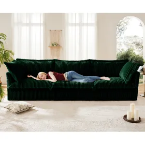 Streamdale Green Corduroy Slipcovered 3-Seater Sofa