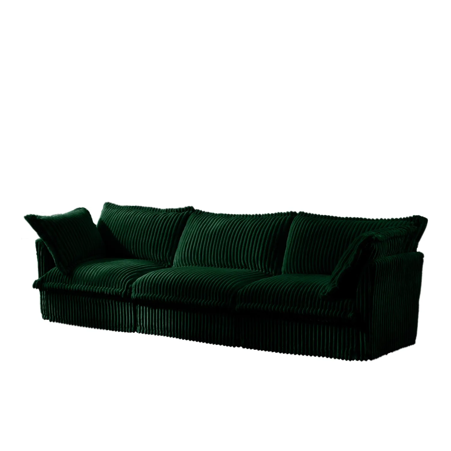 Streamdale Green Corduroy Slipcovered 3-Seater Sofa