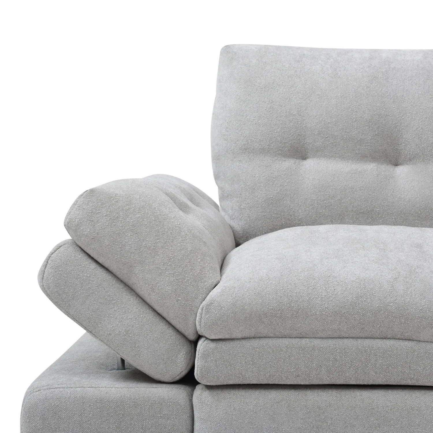 Streamdale Grey Linen Sleeper Sofa Bed with Pull Out Chaise