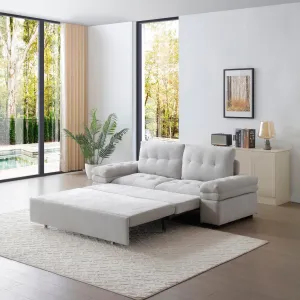 Streamdale Grey Linen Sleeper Sofa Bed with Pull Out Chaise