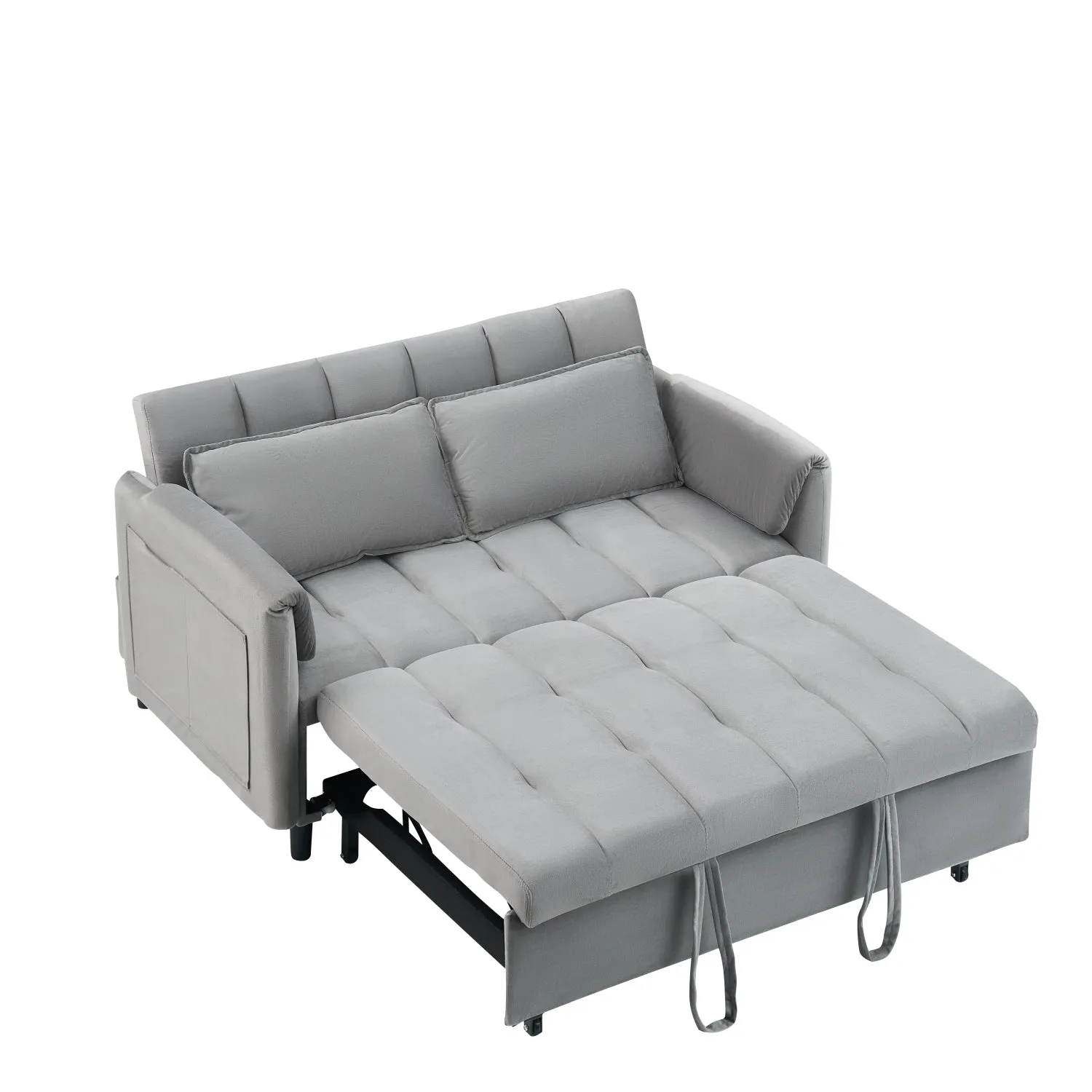 Streamdale Grey Velvet Sofa Bed - Modern 3-in-1 Sleeper