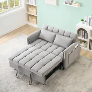 Streamdale Grey Velvet Sofa Bed - Modern 3-in-1 Sleeper