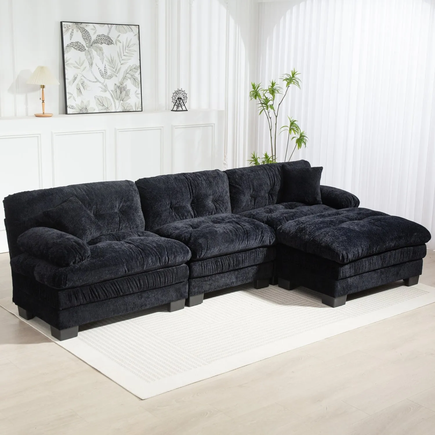 Streamdale L-Shaped Sectional Sofa Sleeper Couch - Black