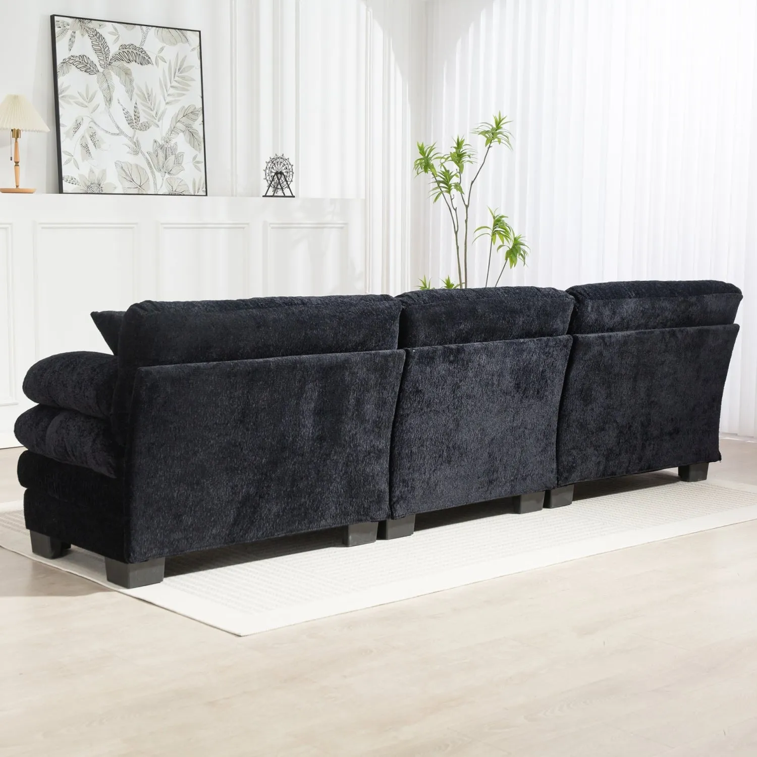 Streamdale L-Shaped Sectional Sofa Sleeper Couch - Black