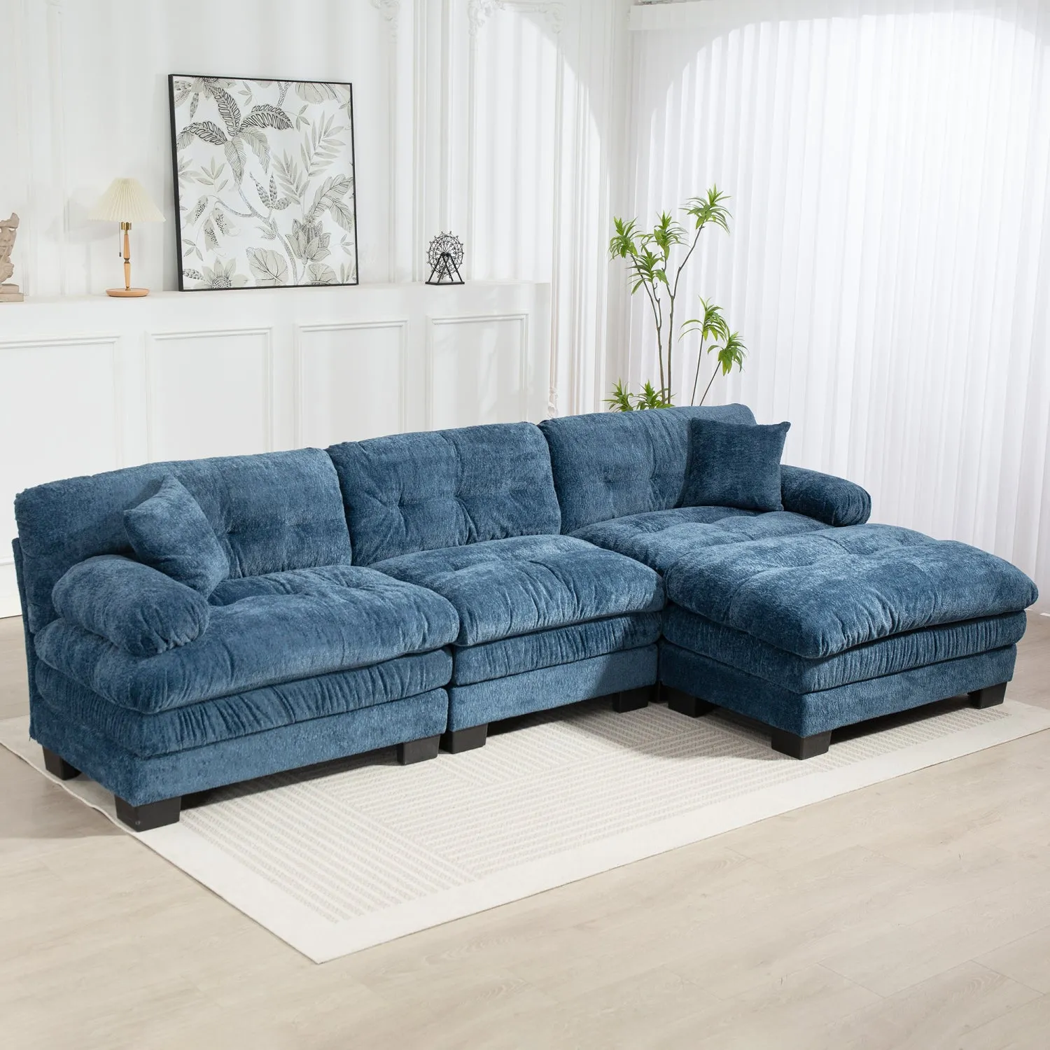 Streamdale L-Shaped Sectional Sofa Sleeper Couch - Blue