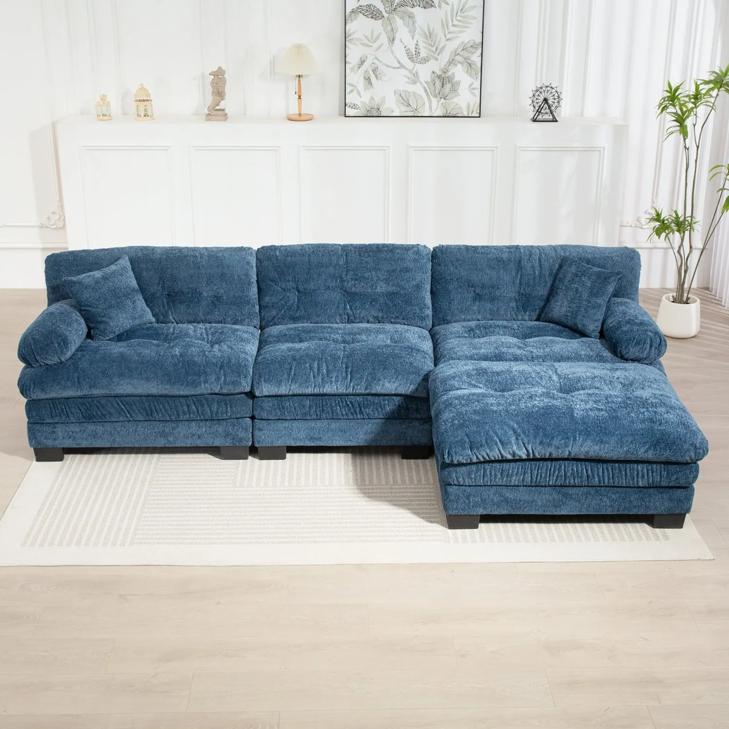 Streamdale L-Shaped Sectional Sofa Sleeper Couch - Blue