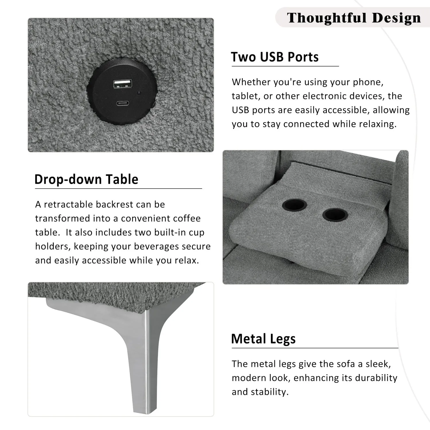 Streamdale L-Shaped Sofa Bed with Storage, Cup Holders & USB