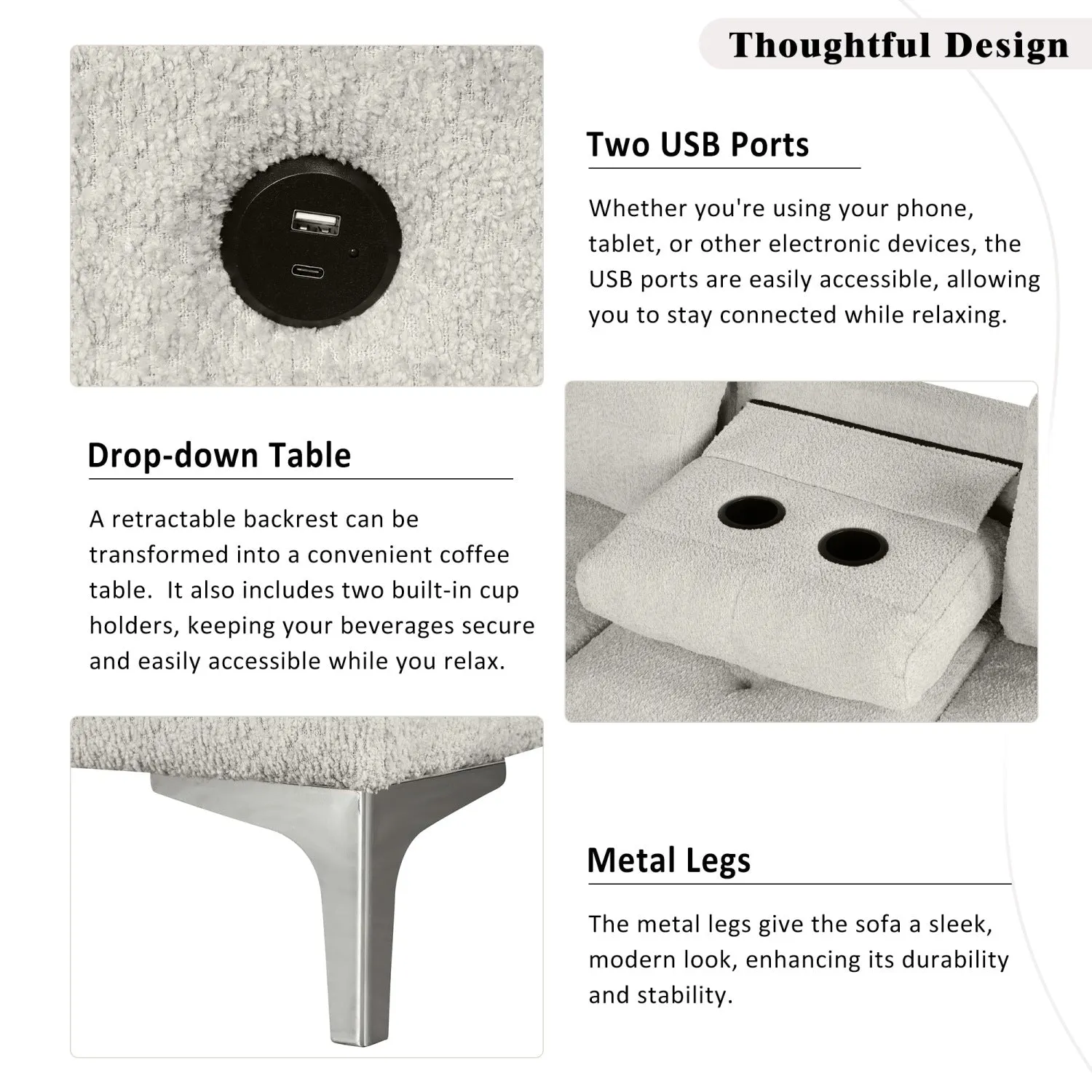 Streamdale L-Shaped Sofa Bed with Storage, Cup Holders & USB