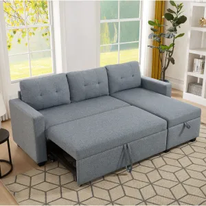 Streamdale Light Grey Pull Out Sectional Sofa with Storage