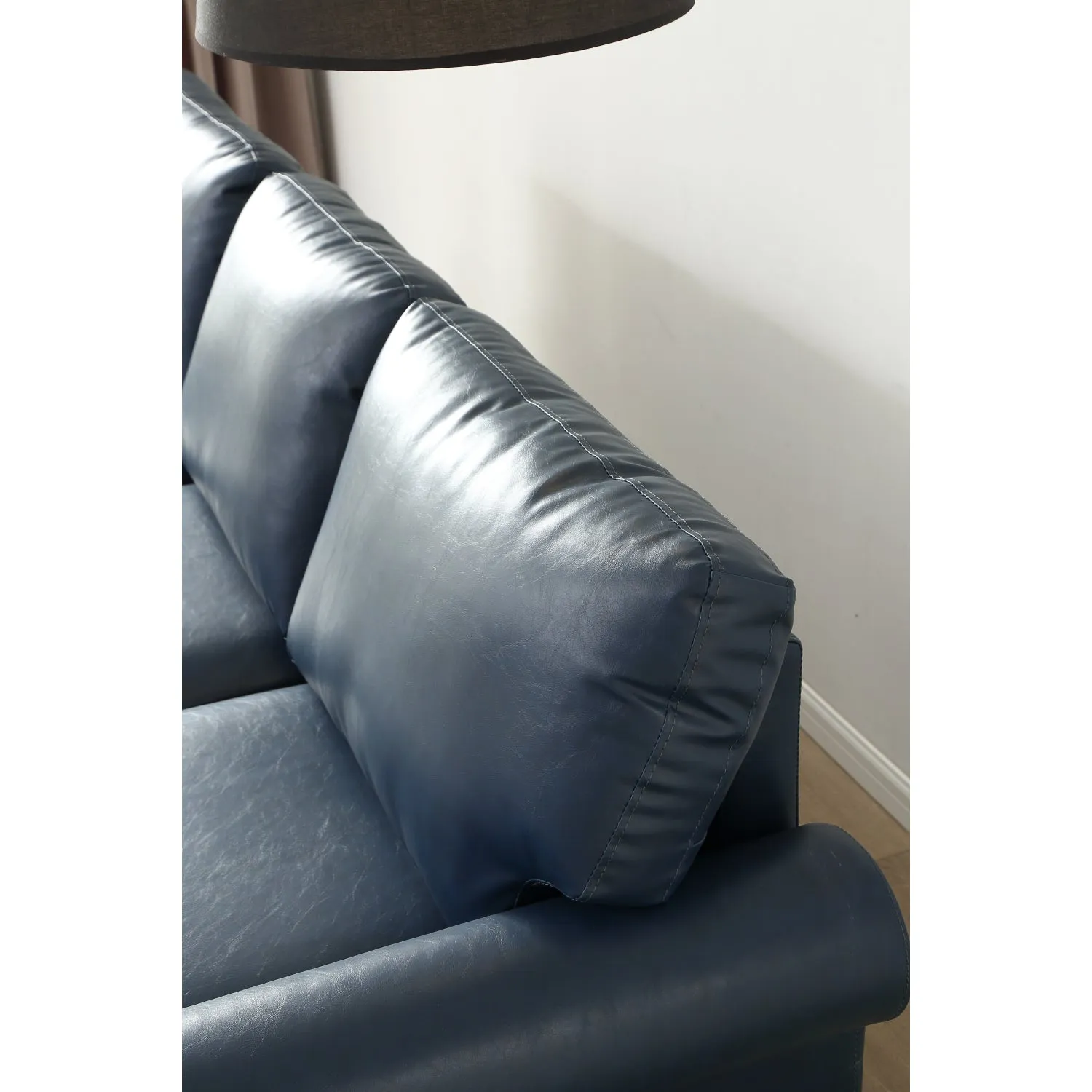 Streamdale Living Room Sofa with Storage Sofa 2 3 Sectional Navy Blue Faux Leather