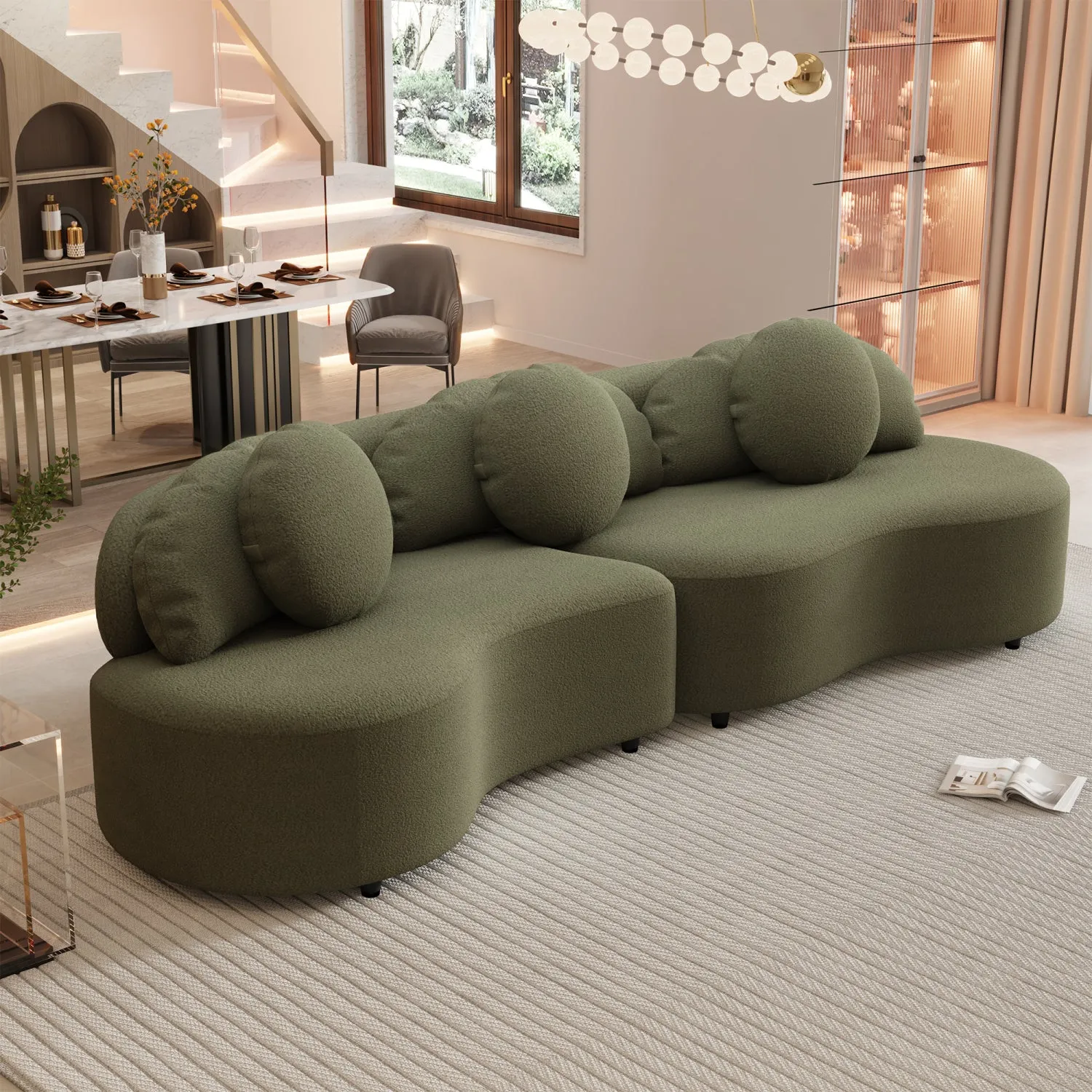 Streamdale Modern 103.5" Lamb Velvet Sofa Couch