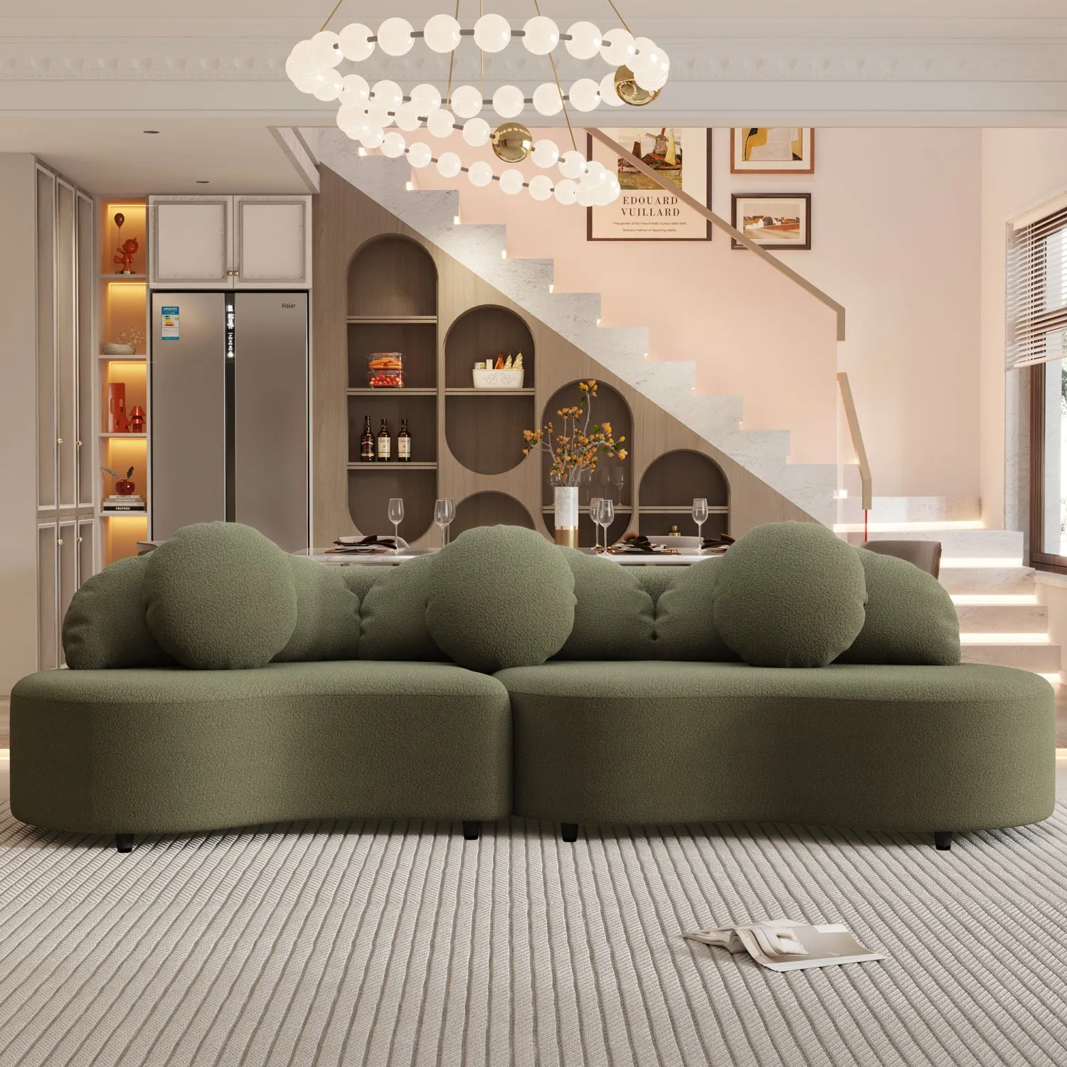 Streamdale Modern 103.5" Lamb Velvet Sofa Couch