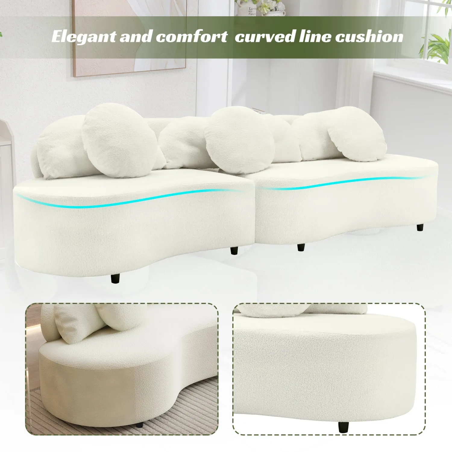 Streamdale Modern 103.5" Lamb Velvet Sofa Couch