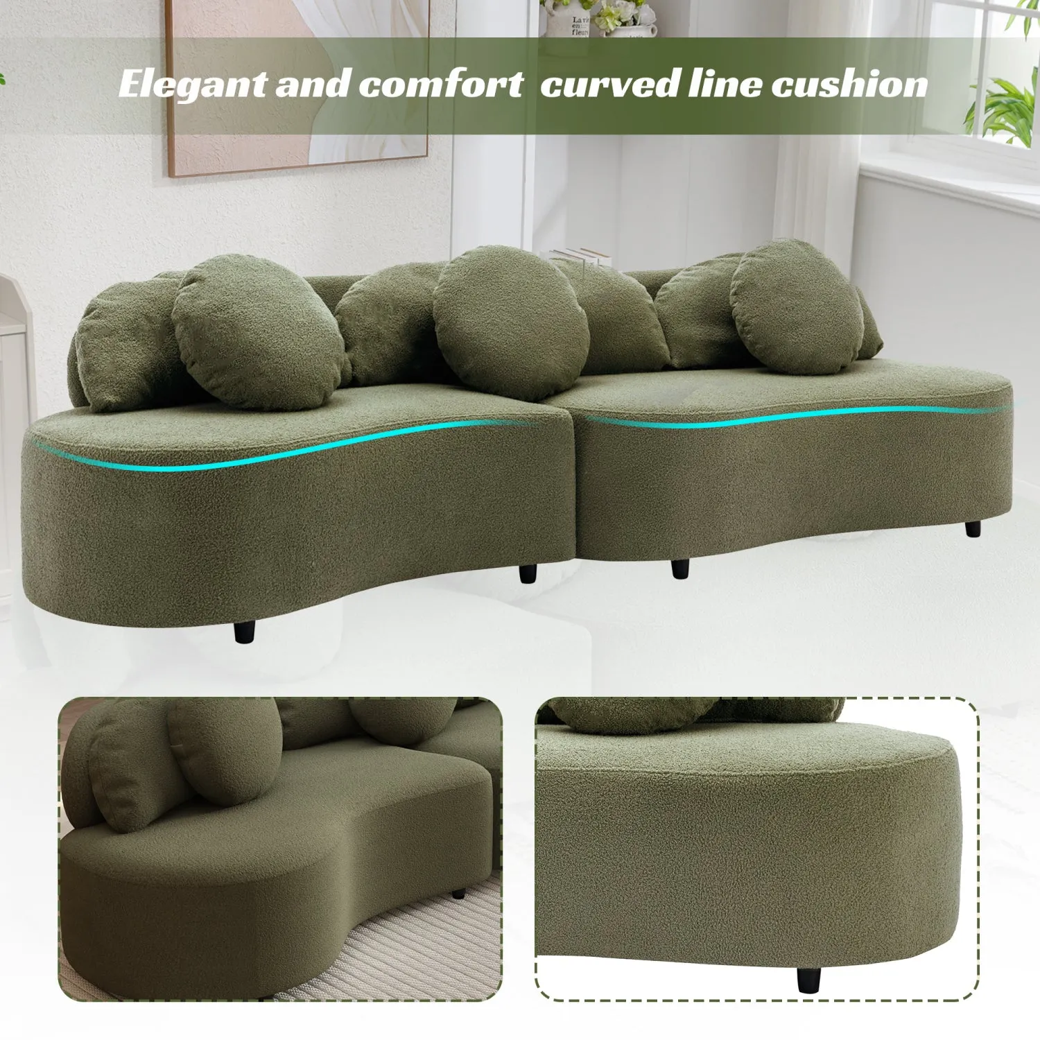 Streamdale Modern 103.5" Lamb Velvet Sofa Couch