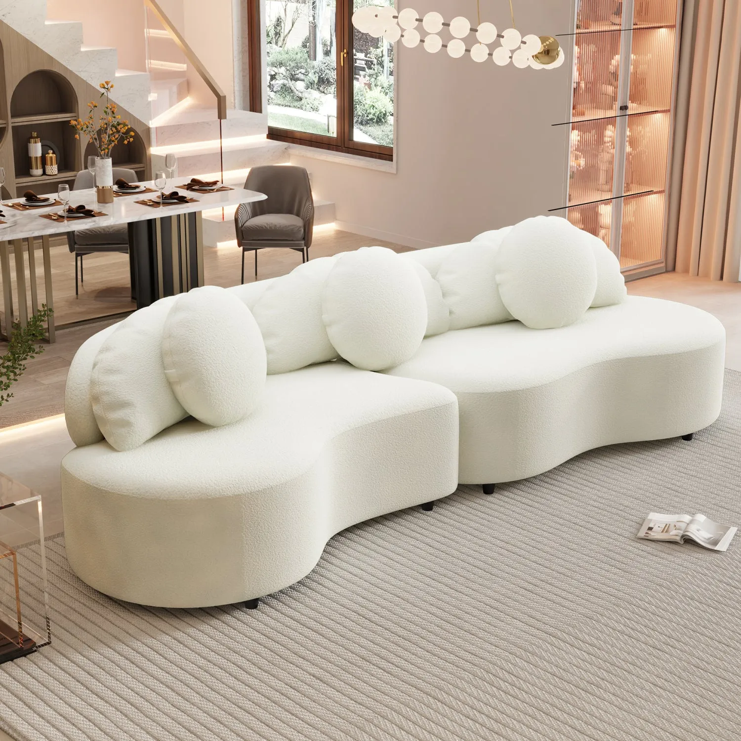Streamdale Modern 103.5" Lamb Velvet Sofa Couch