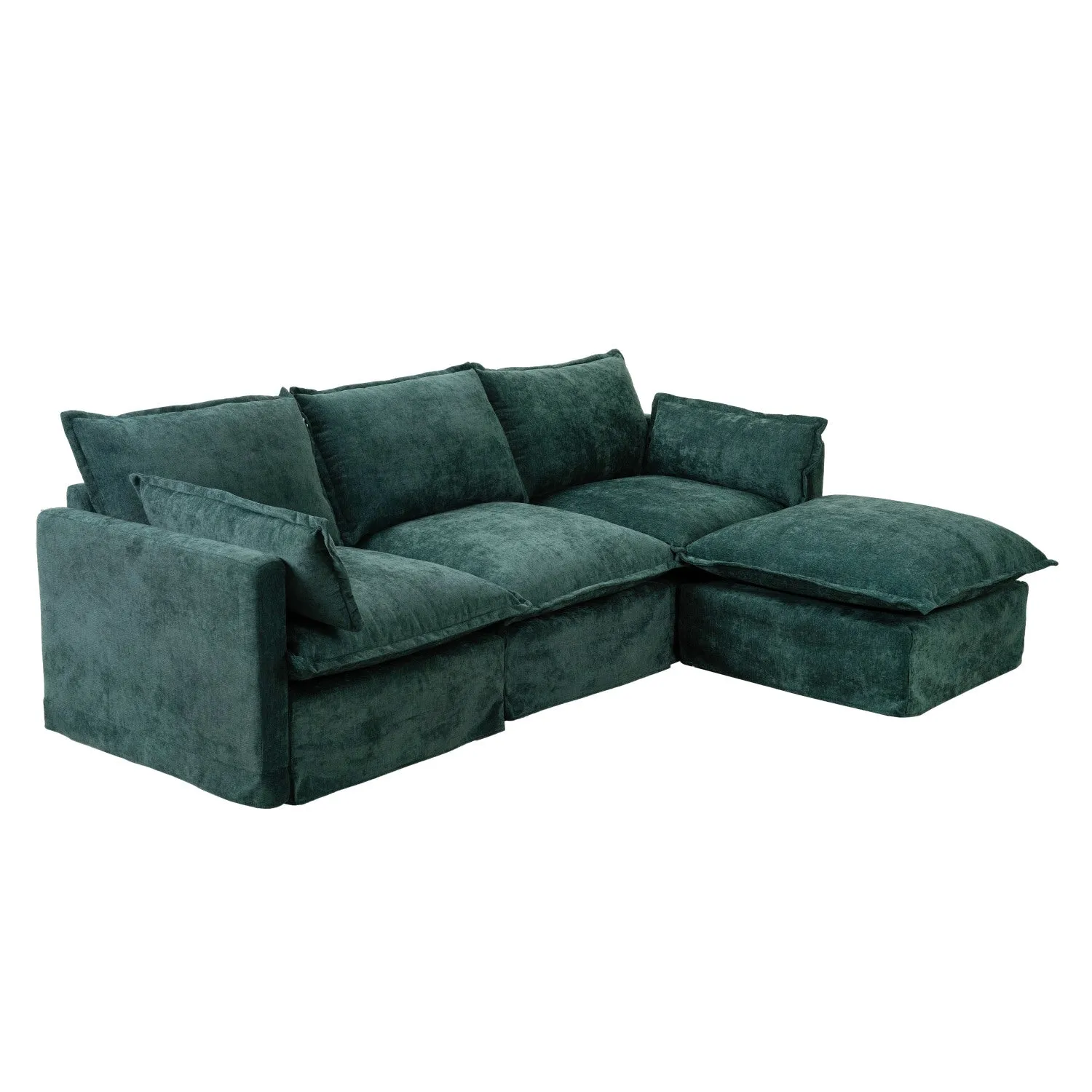 Streamdale Modern L-Shaped Sectional Sofa with Ottoman