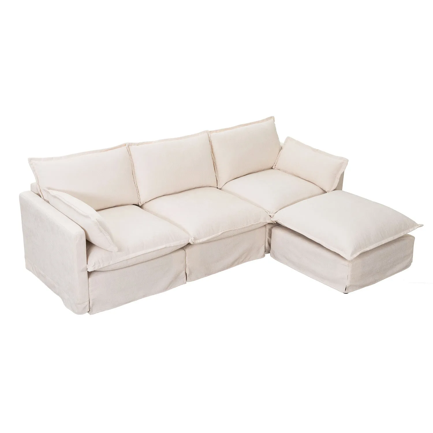 Streamdale Modern L-Shaped Sectional Sofa with Ottoman
