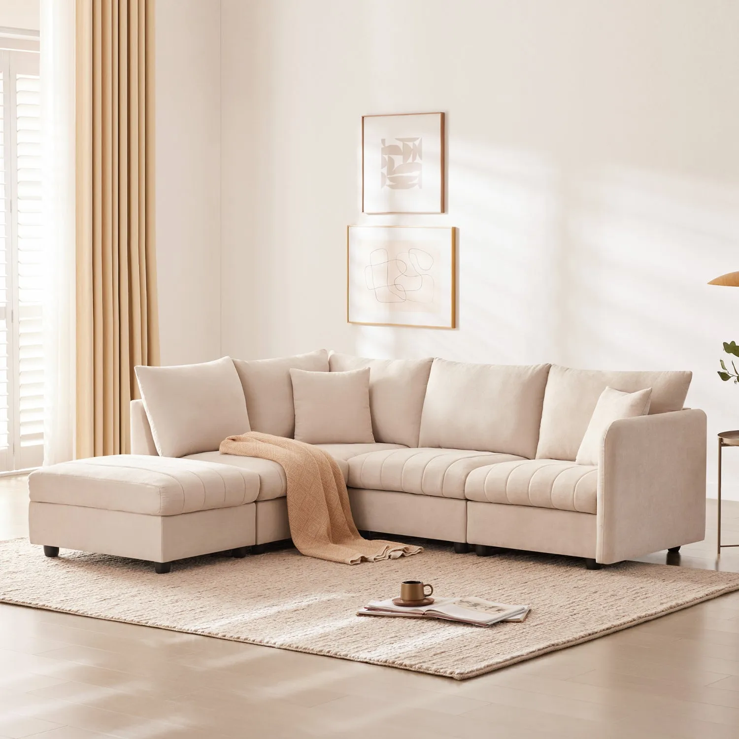 Streamdale Modern Modular Sectional Sofa w/ Ottoman & Pillows