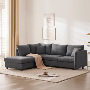 Streamdale Modern Modular Sectional Sofa w/ Ottoman & Pillows