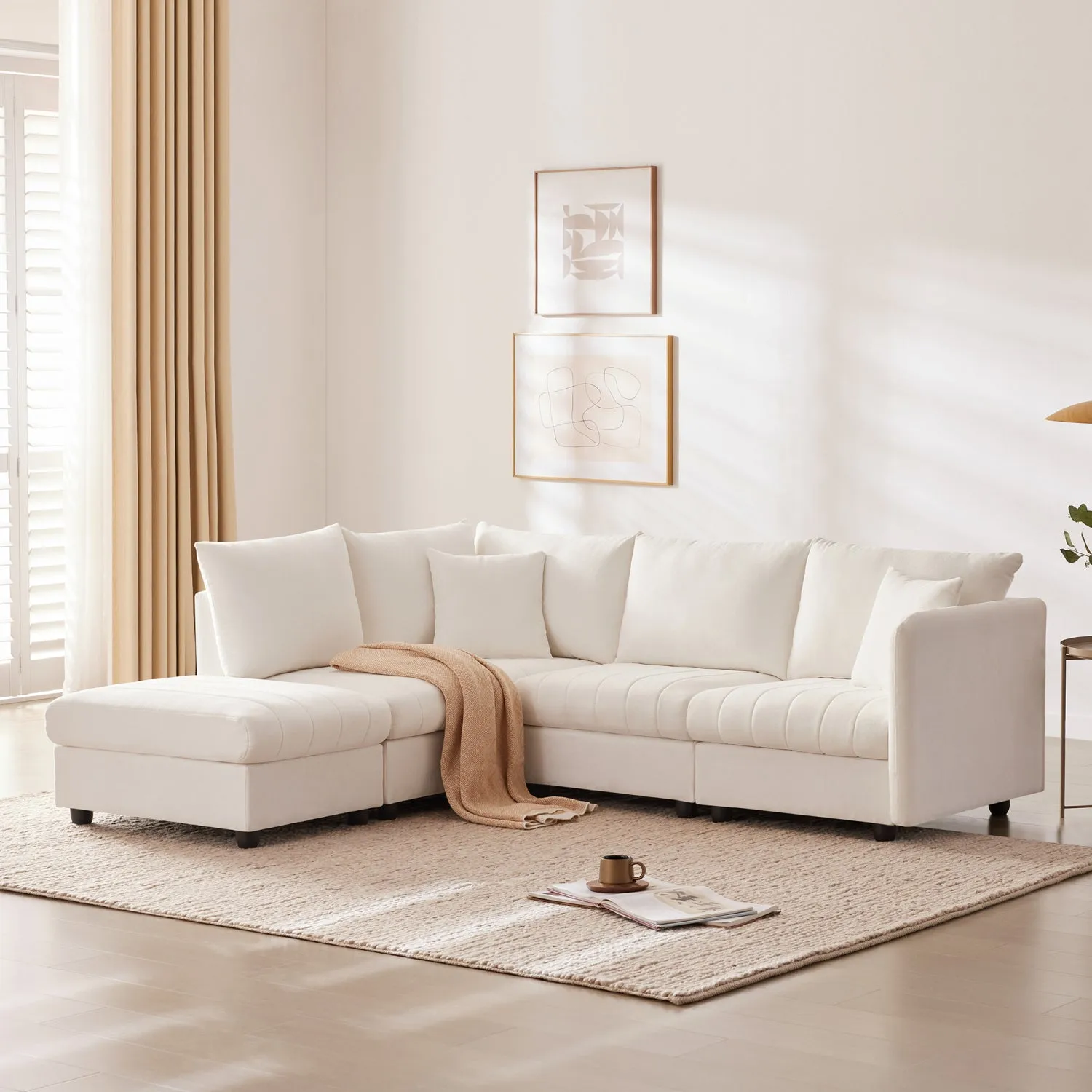 Streamdale Modern Modular Sectional Sofa w/ Ottoman & Pillows