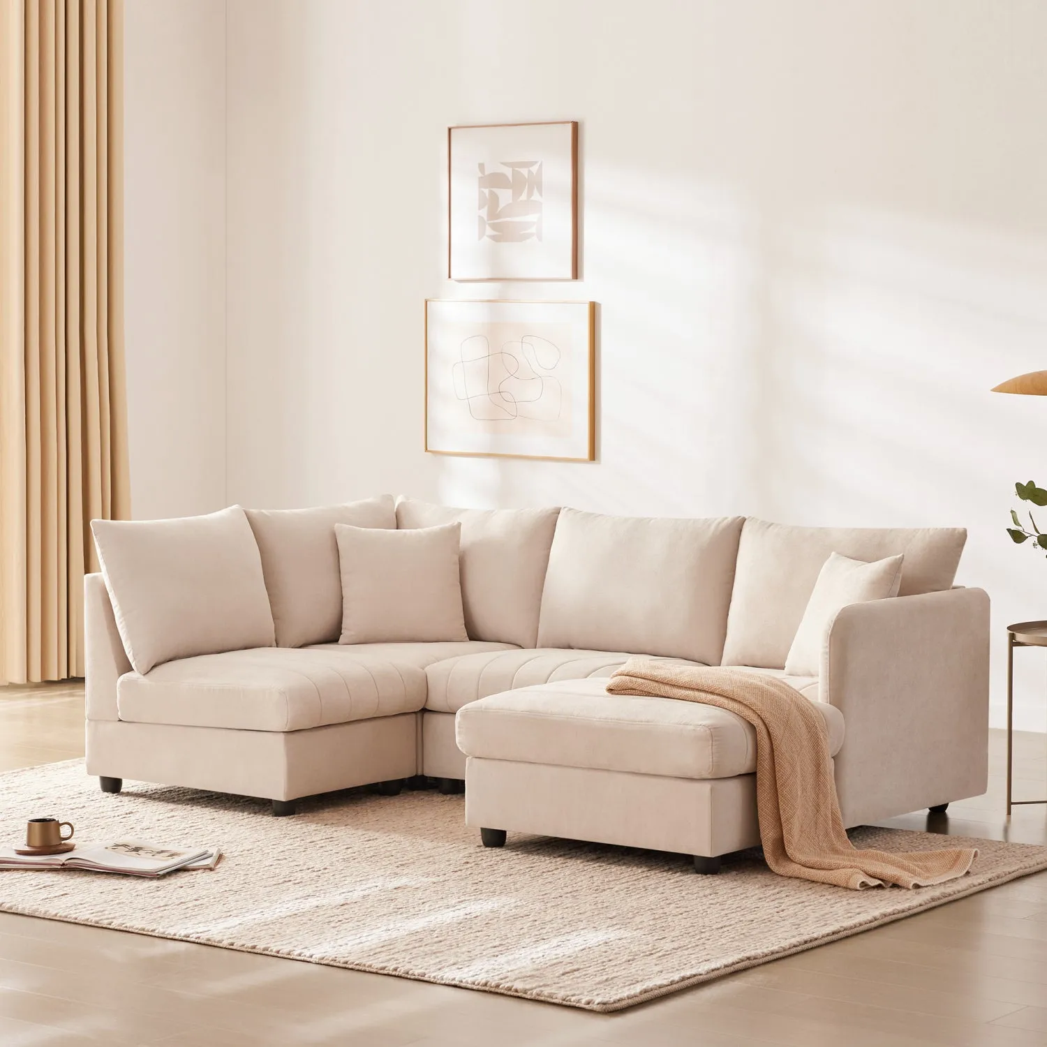 Streamdale Modern Modular Sectional Sofa w/ Ottoman & Pillows