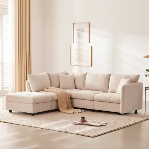 Streamdale Modern Modular Sectional Sofa w/ Ottoman & Pillows
