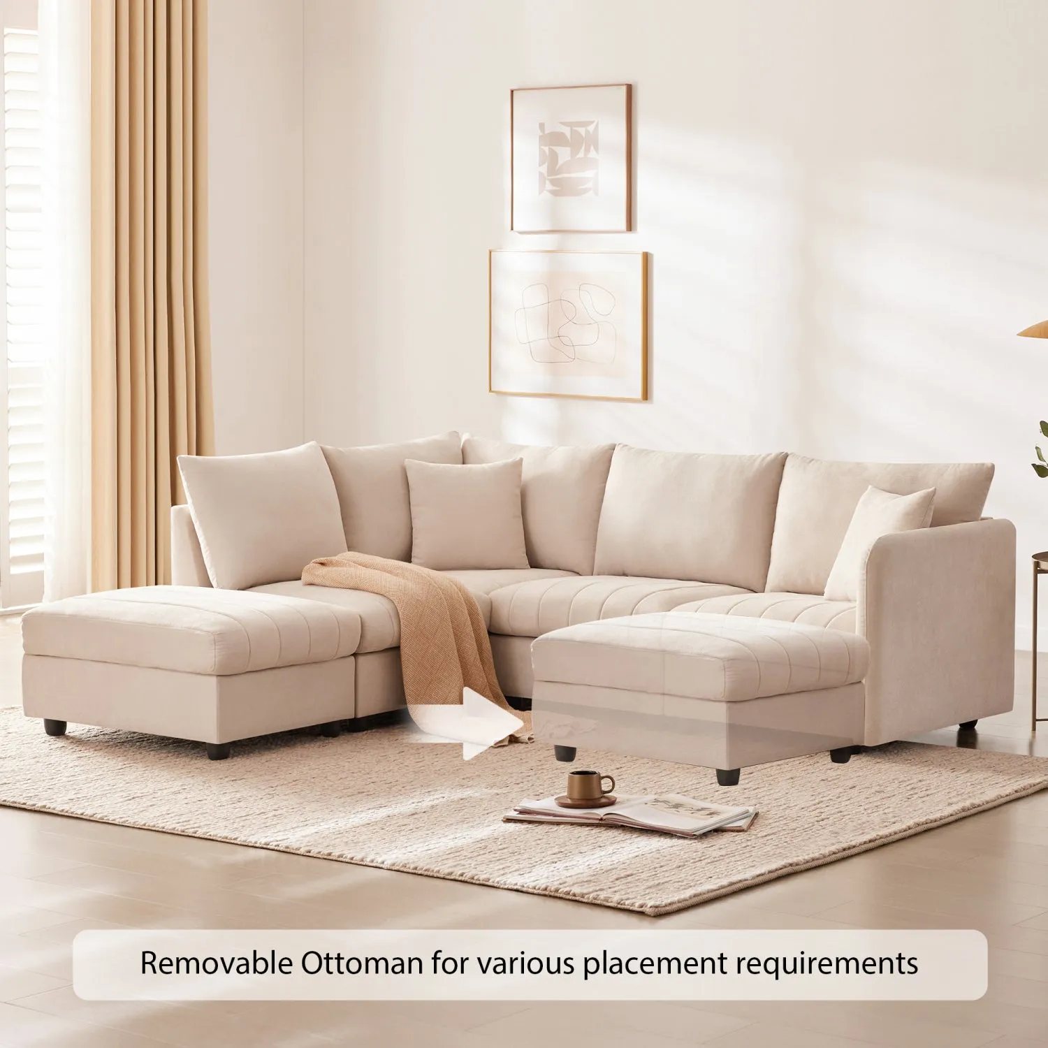Streamdale Modern Modular Sectional Sofa w/ Ottoman & Pillows