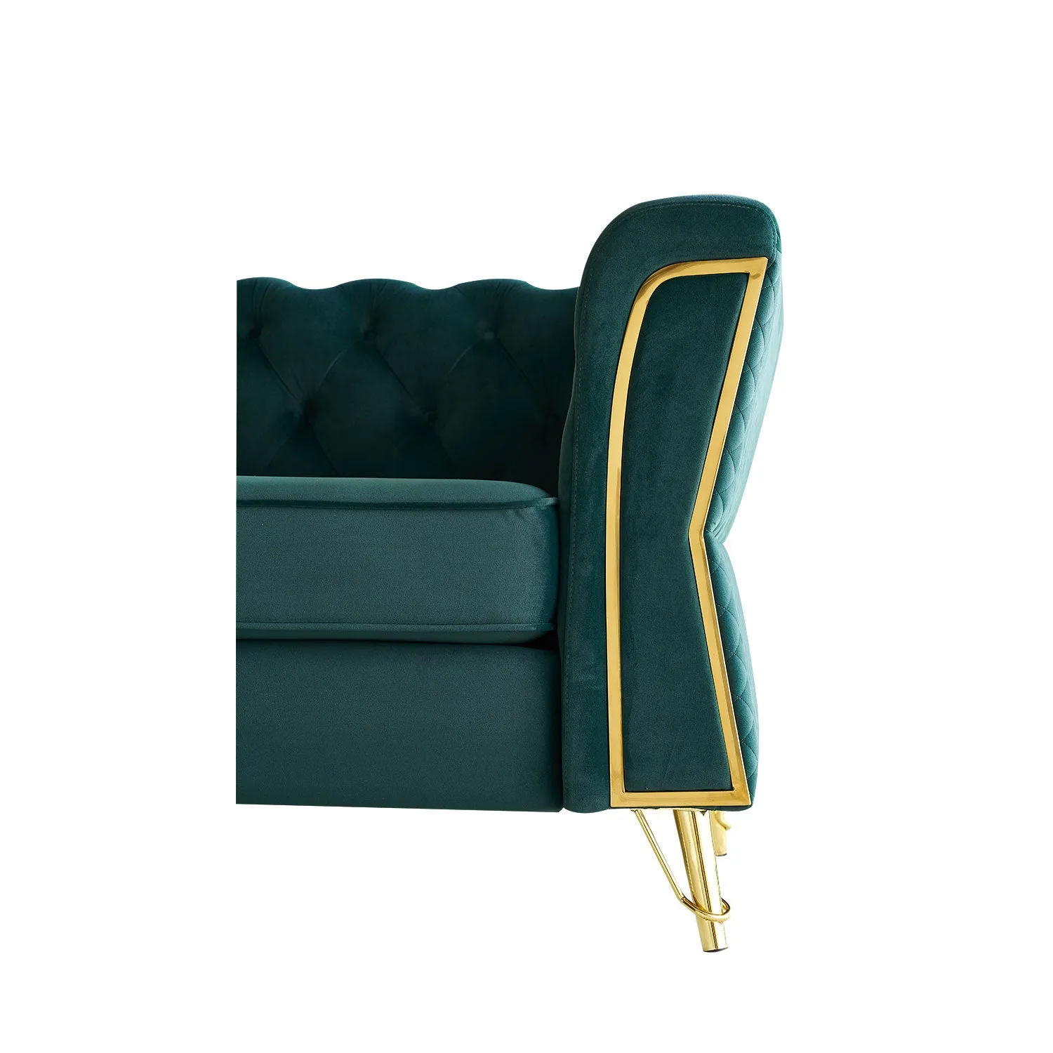 Streamdale Modern Tufted Velvet Sofa 87.4 inch for Living Room Green Color