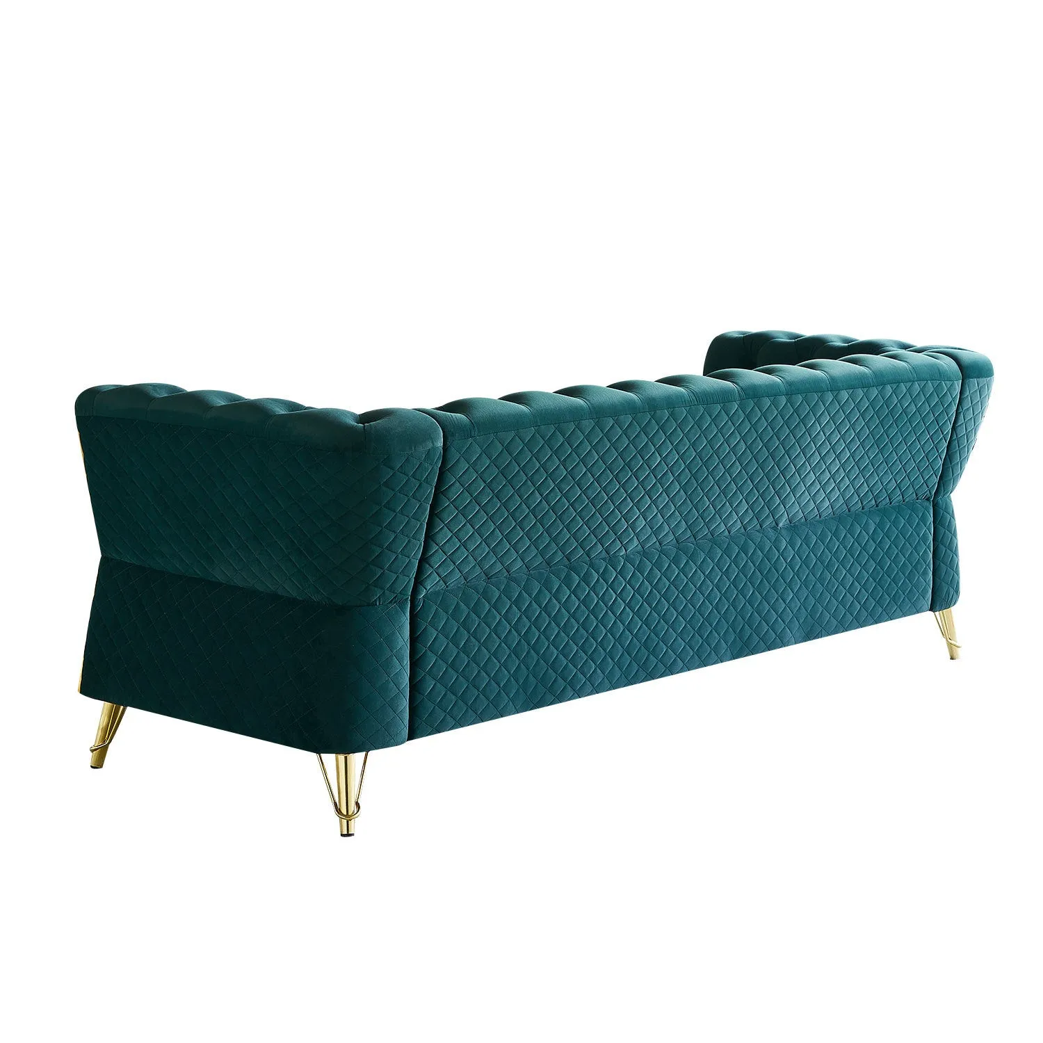 Streamdale Modern Tufted Velvet Sofa 87.4 inch for Living Room Green Color