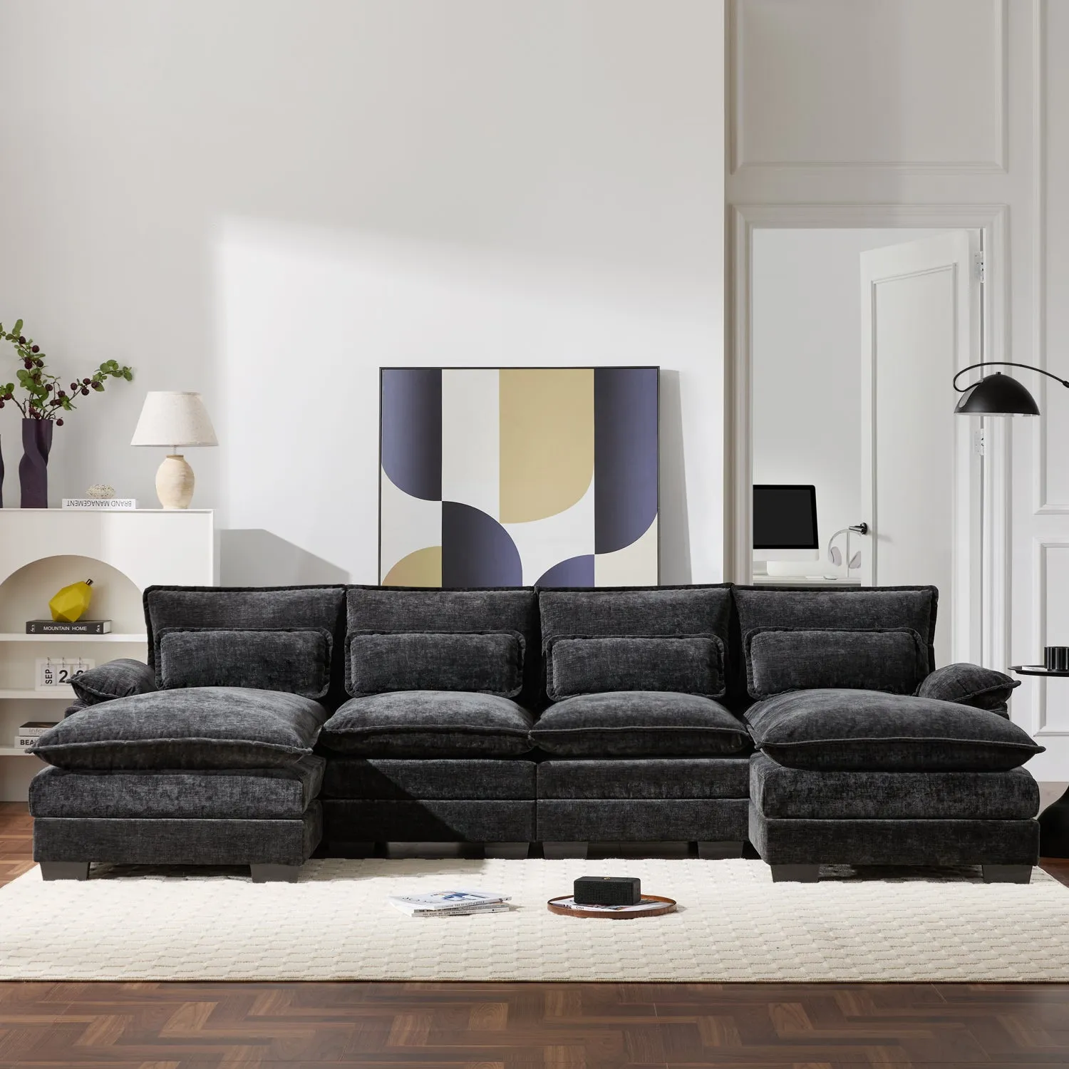 Streamdale Modern U-Shaped Sectional Sofa with Pillows & Chaise