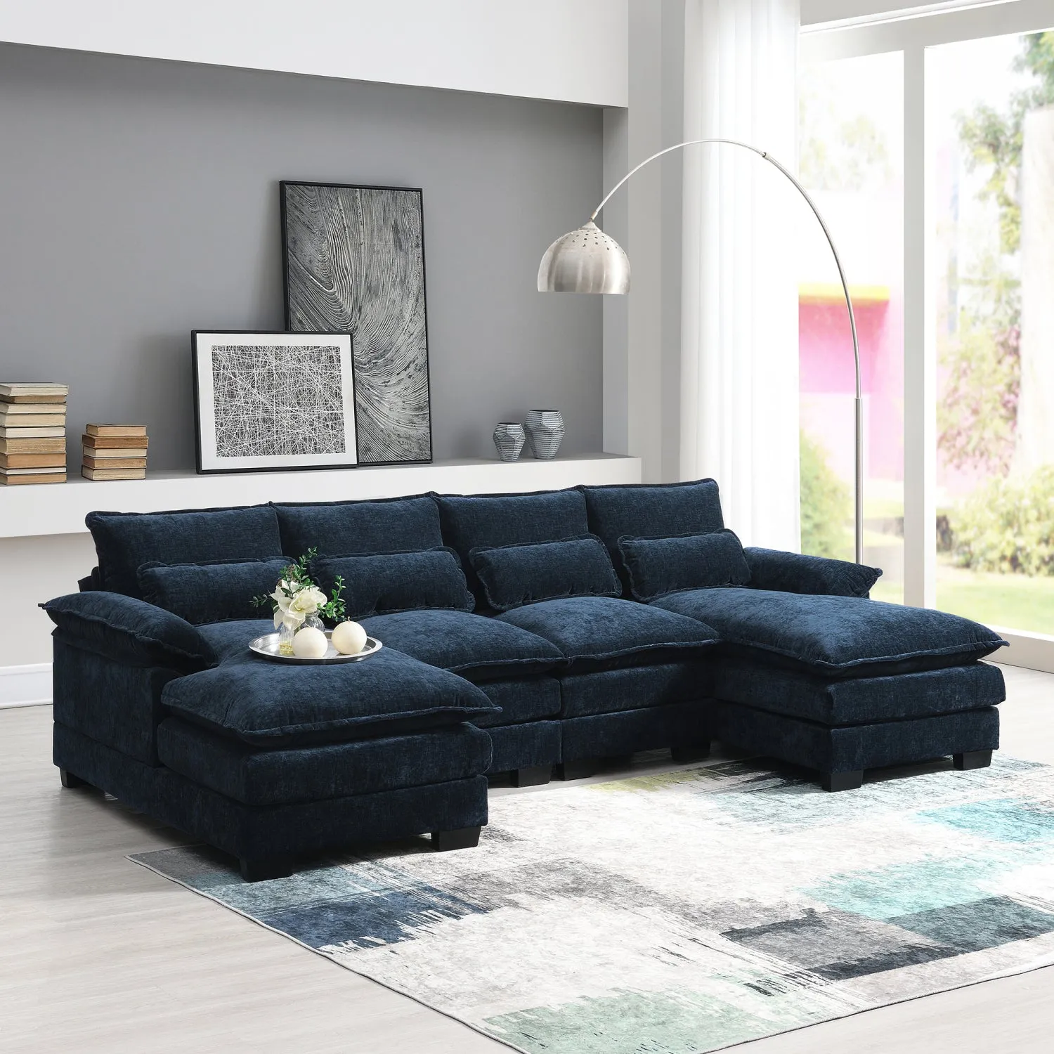 Streamdale Modern U-Shaped Sectional Sofa with Pillows & Chaise