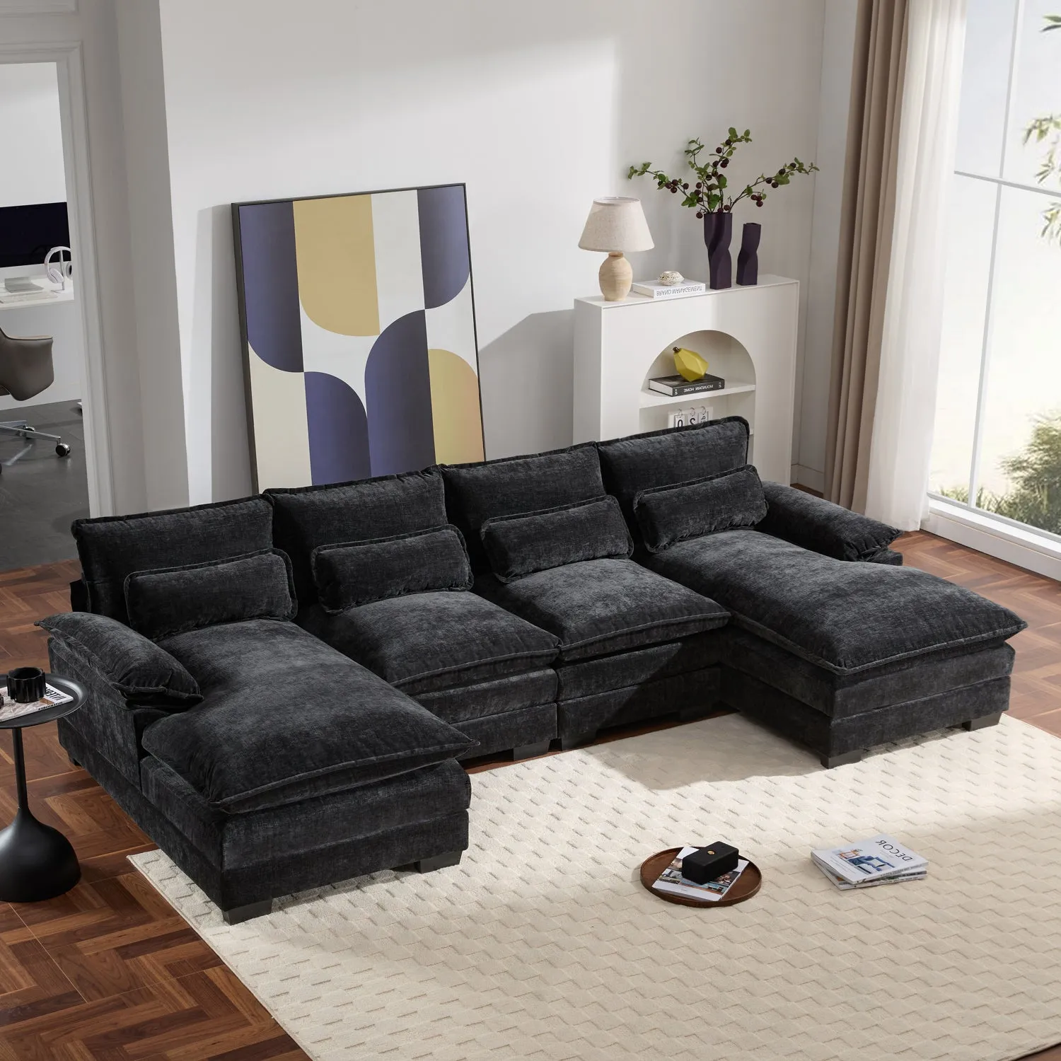 Streamdale Modern U-Shaped Sectional Sofa with Pillows & Chaise