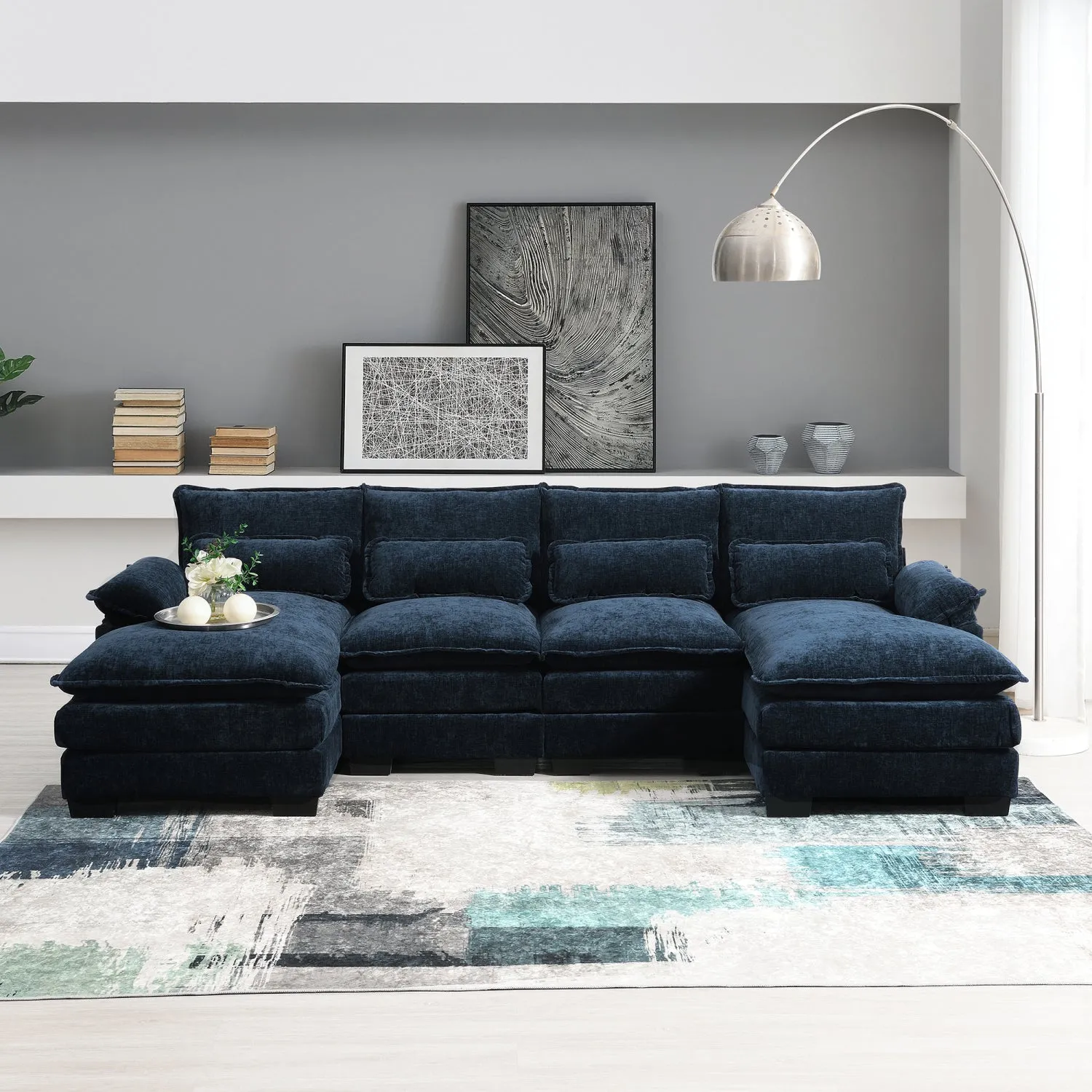 Streamdale Modern U-Shaped Sectional Sofa with Pillows & Chaise