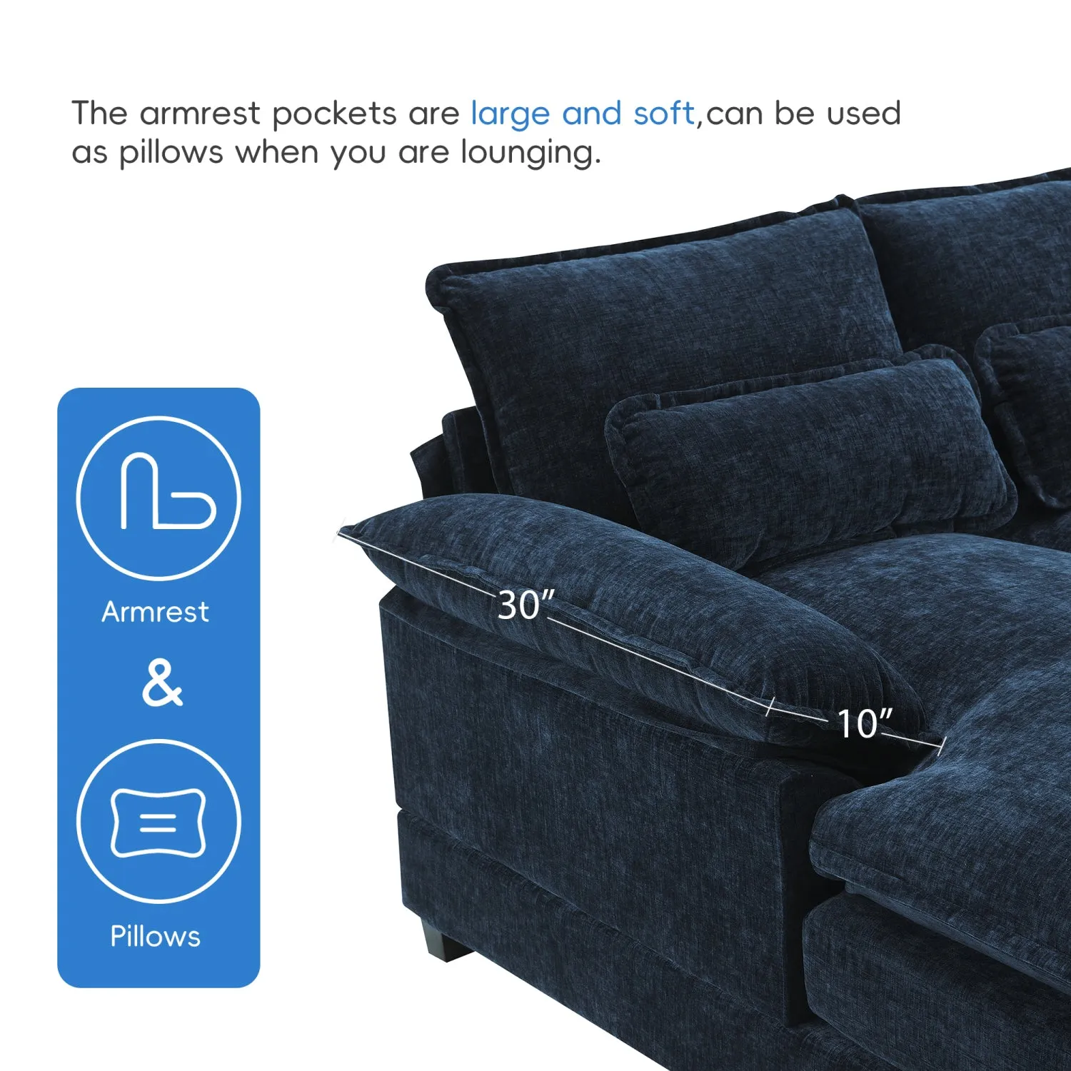 Streamdale Modern U-Shaped Sectional Sofa with Pillows & Chaise